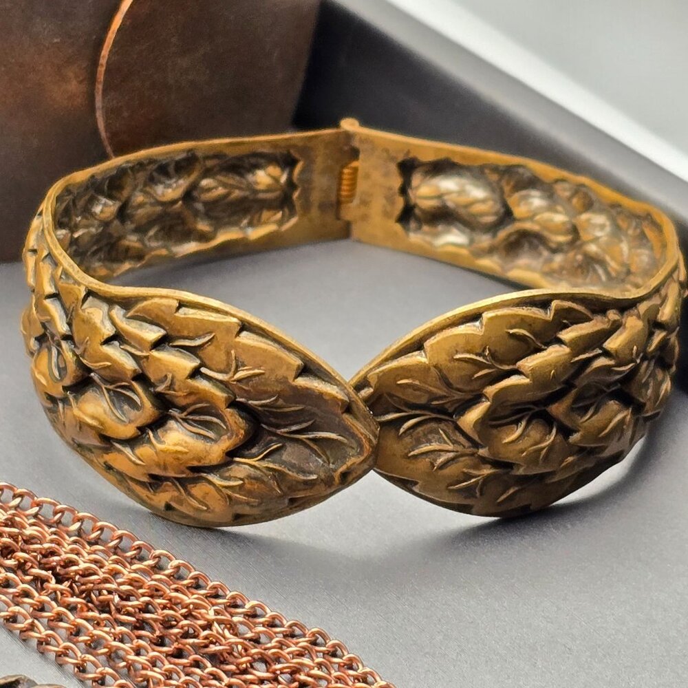 VTG Ethnic Copper & Brass Jewelry Necklaces Rings Earrings Bracelets Lot of 8 - Picture 4 of 14